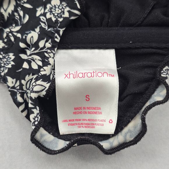 Xhilaration Black‎ Floral Ruffle Beach Tie Bra Bikini Bralette Swim Top S Small - Picture 5 of 6